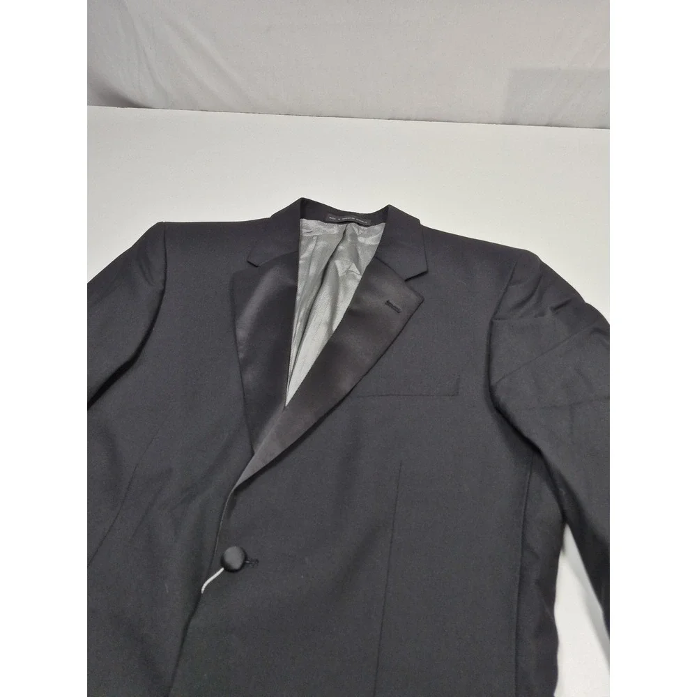 Geoffrey Beene Suit Jacket Mens 38 XLong Black Wool Super 100s Tuxedo NWT FLAW